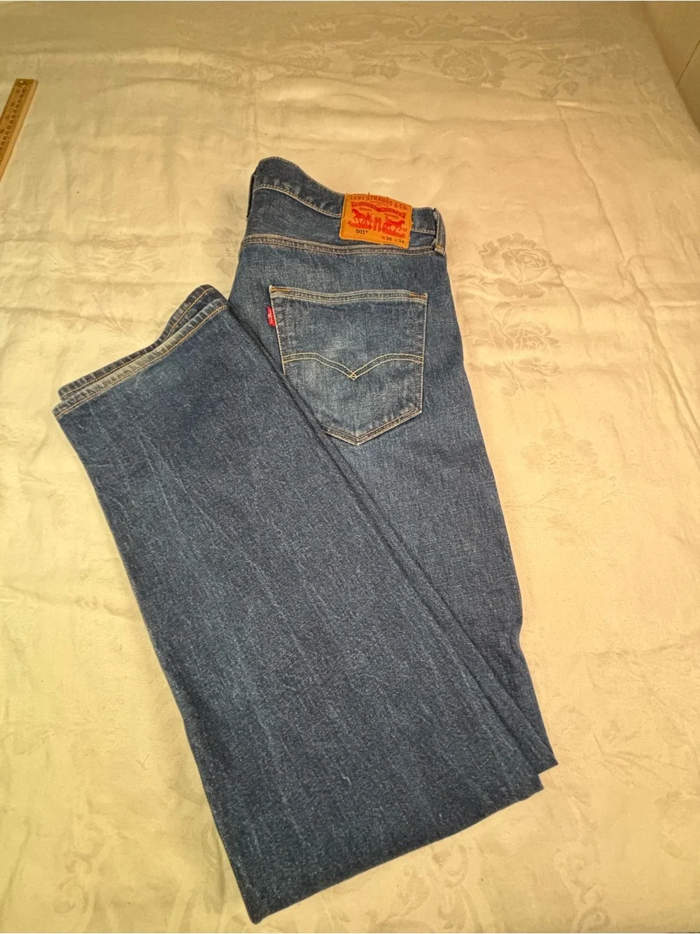 Levi’s 501 Original Fit Jeans Men’s 36x34 Blue Denim Button Fly Straight Leg
